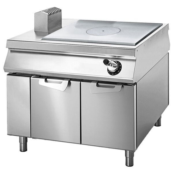 Gas solid top on cabinet with doors, two-sided panel control
